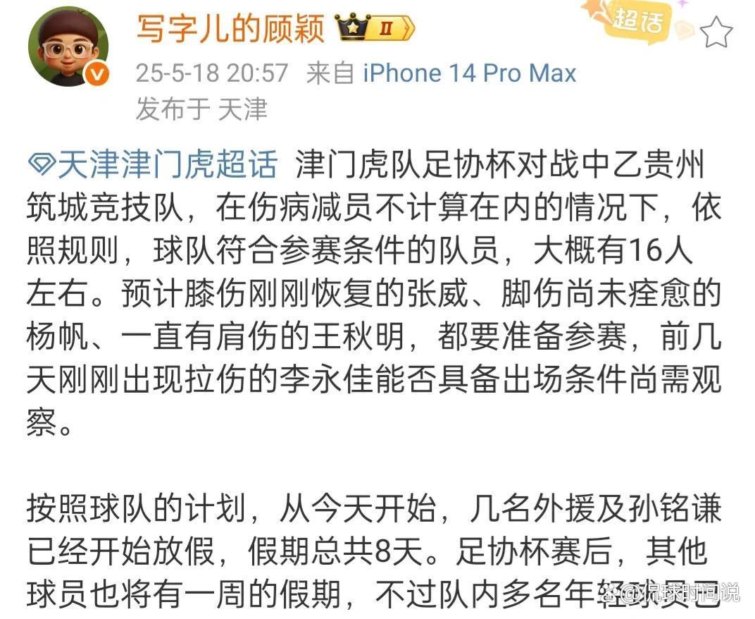 津门虎足协杯21日战广州豹申花对决前多休整一日的简单介绍